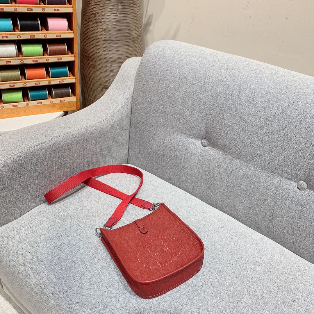 에르메스 미니 에블린16 보르도 레드 은장 끌레망스 가죽